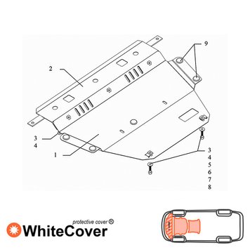 Захист двигуна, КПП і частково радіатора для Citroen Grand С4 Picasso 2006-2013 KOLCHUGA WhiteCover 4.0181.00 фото