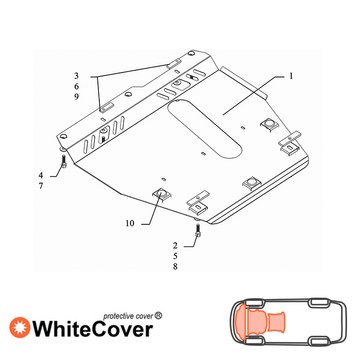 Захист двигуна, КПП і радіатора для Nissan Micra 2002-2010 KOLCHUGA WhiteCover 4.0188.00 фото