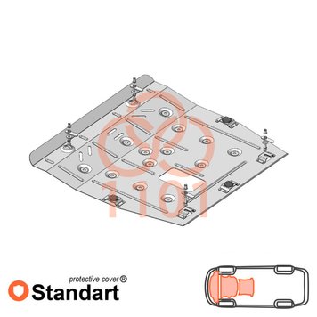 Захист двигуна, КПП і радіатора для Nissan Sentra B16 2006-2012 KOLCHUGA Standart 1.1101.00 фото