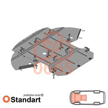 Захист двигуна, КПП і радіатора для Audi A8 D3 2005-2010 KOLCHUGA Standart 1.0665.00 фото