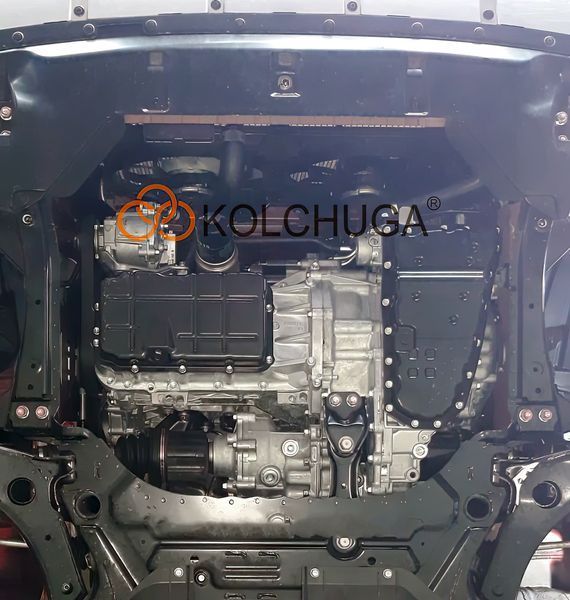 Защита двигателя, КПП и радиатора для Mitsubishi Eclipse Cross 2017-2020 KOLCHUGA ALuOX 3.0881.00 фото ##SPECS## Объем двигателя: V-1.5i turbo | Примечание: вариатор Jatco CVT8