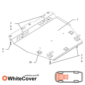 Захист двигуна, КПП і радіатора для Nissan Note 2005-2013 KOLCHUGA WhiteCover 4.0162.00 фото