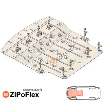 Захист двигуна, КПП і радіатора для Nissan X-Trail T33 2021- KOLCHUGA ZiPoFlex 2.1237.00 фото