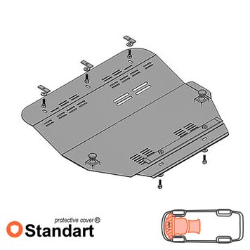 Захист двигуна, КПП і частково радіатора для Citroen С8 2002-2010 KOLCHUGA Standart 1.0033.00 фото