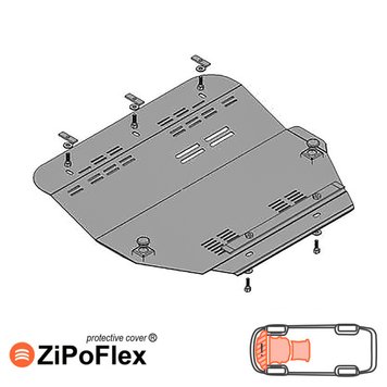 Захист двигуна, КПП і частково радіатора для Citroen С8 2002-2010 KOLCHUGA ZiPoFlex 2.0033.00 фото