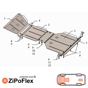 Захист двигуна, КПП, радіатора і редуктора для Jeep Grand Cherokee WK 2004-2010 KOLCHUGA ZiPoFlex 2.0185.00 фото