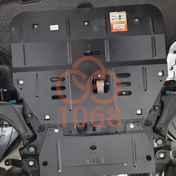 Захист двигуна і КПП для Hyundai Santa Fe 2020- KOLCHUGA Standart 1.1068.00 фото ##SPECS## Об'єм двигуна: V-всі | Примітка: встановлюється поверх штатного захисту