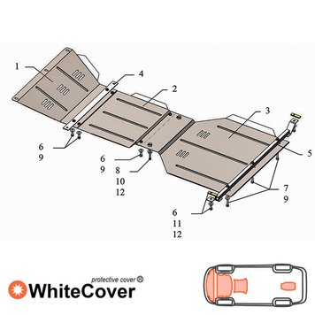 Захист двигуна, КПП, радіатора і редуктора для Jeep Grand Cherokee WK 2004-2010 KOLCHUGA WhiteCover 4.0185.00 фото