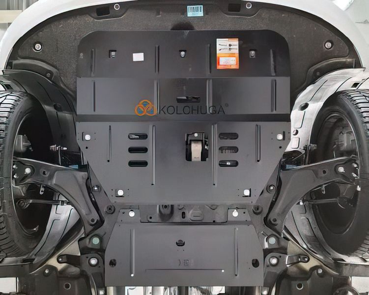 Захист двигуна і КПП для Hyundai Santa Fe 2020- KOLCHUGA ZiPoFlex 2.1068.00 фото ##SPECS## Об'єм двигуна: V-всі | Примітка: встановлюється поверх штатного захисту