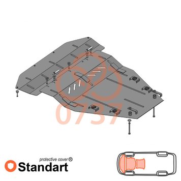 Захист двигуна, КПП і радіатора для Nissan Qashqai J10 / +2 NJ10 2006-2014 KOLCHUGA Standart 1.0737.00 фото