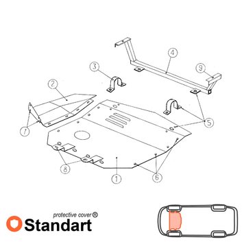 Захист двигуна для Audi A6 C4 1994-1997 KOLCHUGA Standart 1.9087.01 фото