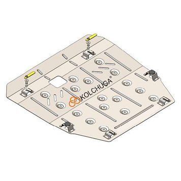 Захист двигуна, КПП і радіатора для Toyota Corolla E14 / E15 2006-2012 KOLCHUGA WhiteCover 4.1157.00 фото ##SPECS## Об'єм двигуна: V-всі, окрім 1,3; 1,8 АКПП/седан | Примітка: USA 1,8 хетчбэк