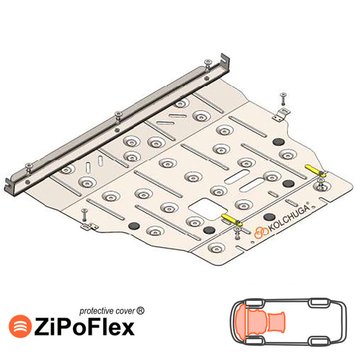 Захист двигуна, КПП і радіатора для Ford Kuga EcoBoost 2013-2020 KOLCHUGA ZiPoFlex 2.1131.00 фото