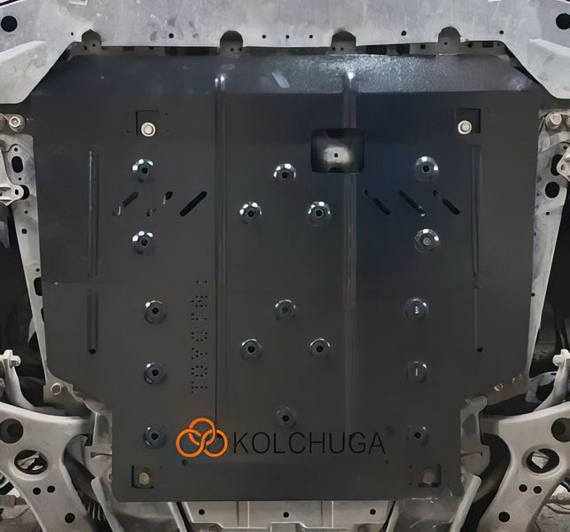 Защита двигателя, КПП и радиатора для Toyota Corolla E16 / E17 2012-2019 KOLCHUGA Standart 1.1157.00 фото ##SPECS## Объем двигателя: V-все, кроме 1,3; 1,8 АКПП/седан | Примечание: USA 1,8 хетчбек