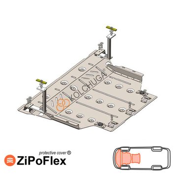 Захист двигуна, КПП і радіатора для Skoda Octavia III A7 WeBasto 2013-2020 KOLCHUGA ZiPoFlex 2.1193.00 фото
