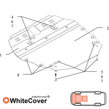 Захист двигуна, КПП і радіатора для Kia Cerato I 2004-2008 KOLCHUGA WhiteCover 4.0143.00 фото