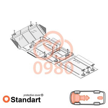 Захист двигуна, КПП, радіатора, роздатки і редуктора для Nissan Navara IV D23 2014-2019 KOLCHUGA Standart 1.0980.00 фото