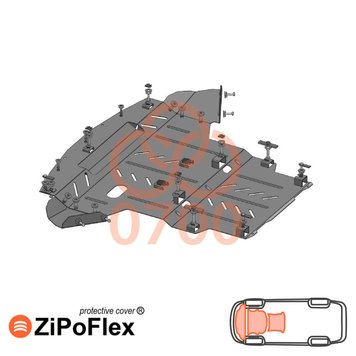 Захист двигуна, КПП і радіатора для Audi A4 B6 2000-2004 KOLCHUGA ZiPoFlex 2.0700.00 фото