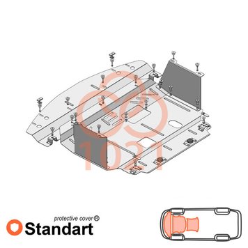 Захист двигуна, КПП і радіатора для Kia Forte YD 2014-2018 KOLCHUGA Standart 1.1021.00 фото