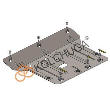 Захист двигуна, КПП і радіатора для Hyundai Accent V HCr RUS 2018- KOLCHUGA WhiteCover 4.0769.00 фото ##SPECS## Об'єм двигуна: V-1,4і; 1,6i; | Примітка: тільки Російська збірка