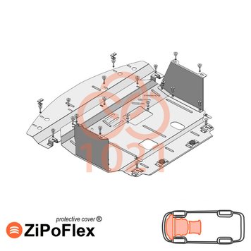 Захист двигуна, КПП і радіатора для Kia Forte YD 2014-2018 KOLCHUGA ZiPoFlex 2.1021.00 фото