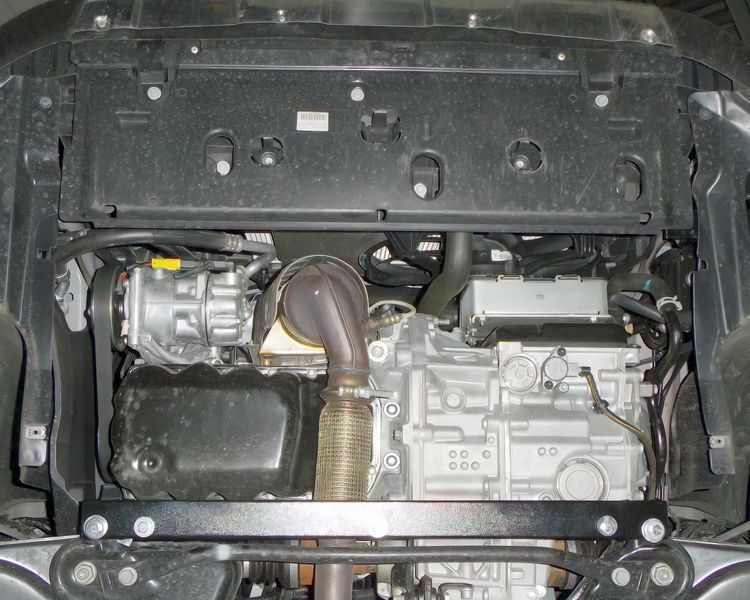 Захист двигуна, КПП і радіатора для Peugeot 208 2012-2020 KOLCHUGA ZiPoFlex 2.0620.00 фото ##SPECS## Об'єм двигуна: V-1,4D; 1,6HDi | Примітка: робот / МКПП