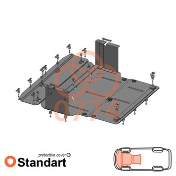 Захист двигуна, КПП і радіатора для Jac S2 2015-2019- KOLCHUGA Standart 1.0774.00 фото