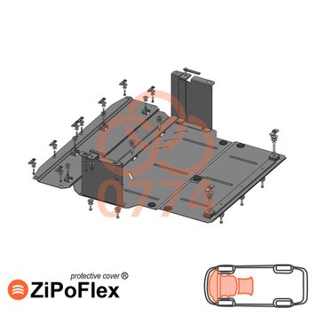 Захист двигуна, КПП і радіатора для Jac S2 2015-2019- KOLCHUGA ZiPoFlex 2.0774.00 фото