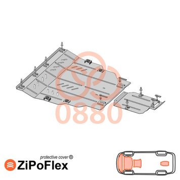 Захист двигуна, КПП, радіатора і заднього мосту для Ford Escape 2012-2019 KOLCHUGA ZiPoFlex 2.0880.00 фото