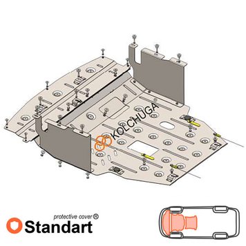 Захист двигуна, КПП і радіатора для Kia Carnival III YP 2014-2020 KOLCHUGA Standart 1.0968.00 фото