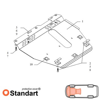 Захист двигуна, КПП і радіатора для Nissan Note 2005-2013 KOLCHUGA Standart 1.0212.00 фото