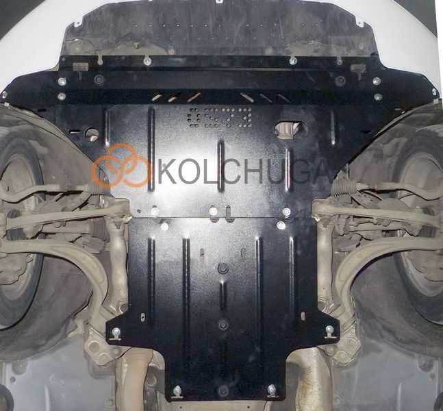 Захист двигуна, КПП і радіатора для Audi A4 В8 2007-2011 KOLCHUGA Standart 1.0573.00 фото ##SPECS## Об'єм двигуна: 1.8TFSI; 2.0TFSI | Примітка: тільки гідропідсилювач керма