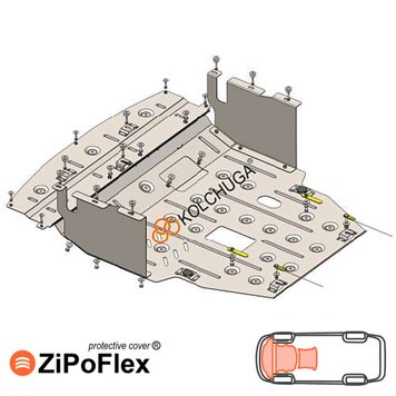 Захист двигуна, КПП і радіатора для Kia Carnival III YP 2014-2020 KOLCHUGA ZiPoFlex 2.0968.00 фото