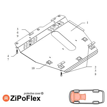 Захист двигуна, КПП і радіатора для Nissan Note 2005-2013 KOLCHUGA ZiPoFlex 2.0212.00 фото