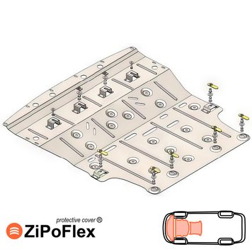 Захист двигуна, КПП і радіатора для Nissan Qashqai J12 2021- KOLCHUGA ZiPoFlex 2.1236.00 фото