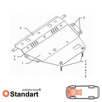 Захист двигуна, КПП і частково радіатора для Citroen C4 Picasso 2006-2013 KOLCHUGA Standart 1.0181.00 фото