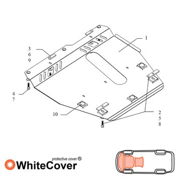 Захист двигуна, КПП і радіатора для Nissan Note 2005-2013 KOLCHUGA WhiteCover 4.0212.00 фото