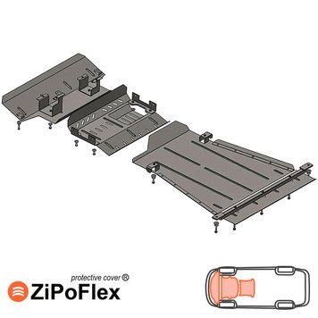 Захист двигуна, КПП, радіатора і рульової тяги переднього мосту для Suzuki Jimny JB 2005-2012 KOLCHUGA ZiPoFlex 2.0599.00 фото