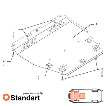 Захист двигуна, КПП і радіатора для Nissan Note 2005-2013 KOLCHUGA Standart 1.0162.00 фото