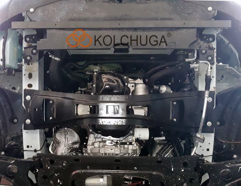 Захист двигуна, КПП і радіатора для Ford Transit V363 MCA 2019-2022 KOLCHUGA ZiPoFlex 2.0962.00 фото ##SPECS## Об'єм двигуна: 2.0TDCi ecoblue euro 6,2, 20.05.19 р | Примітка: МКПП / задній привід