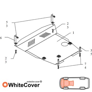 Захист двигуна, КПП і радіатора для Hyundai Getz 2002-2011 KOLCHUGA WhiteCover 4.0099.00 фото