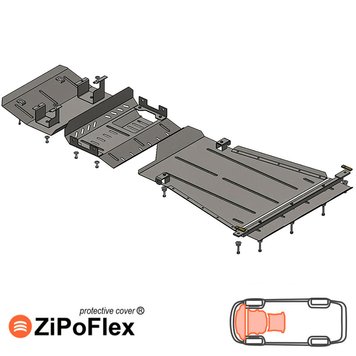 Захист двигуна, КПП, радіатора і рульової тяги переднього мосту для Suzuki Jimny JB 2012-2018 KOLCHUGA ZiPoFlex 2.0606.00 фото
