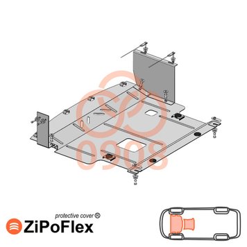 Захист двигуна і КПП для Ford Courier / Tourneo Courier 2018- KOLCHUGA ZiPoFlex 2.0908.00 фото