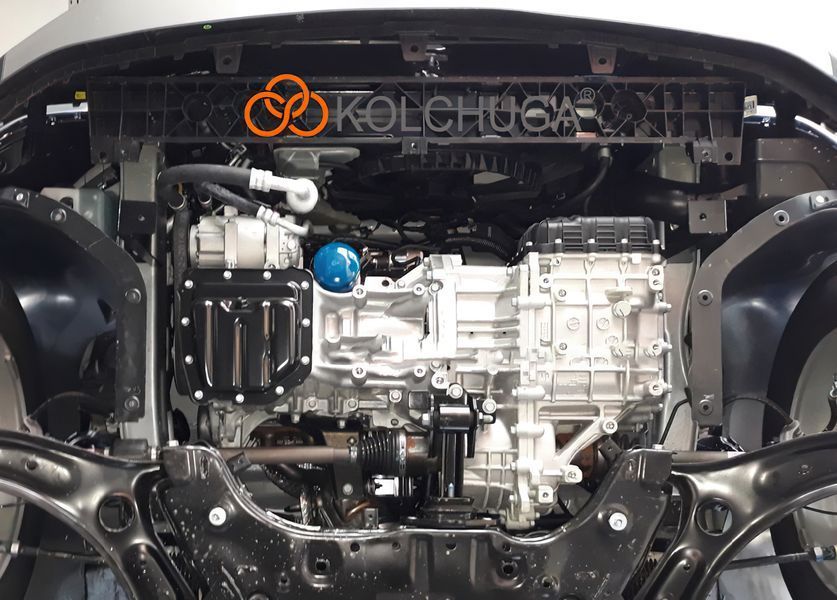 Захист двигуна, КПП і радіатора для Hyundai Creta / IX25 / Cantus 2014- KOLCHUGA ZiPoFlex 2.0992.00 фото ##SPECS## Об'єм двигуна: V-1.6MPi | Примітка: встановлюється поверх штатного захисту