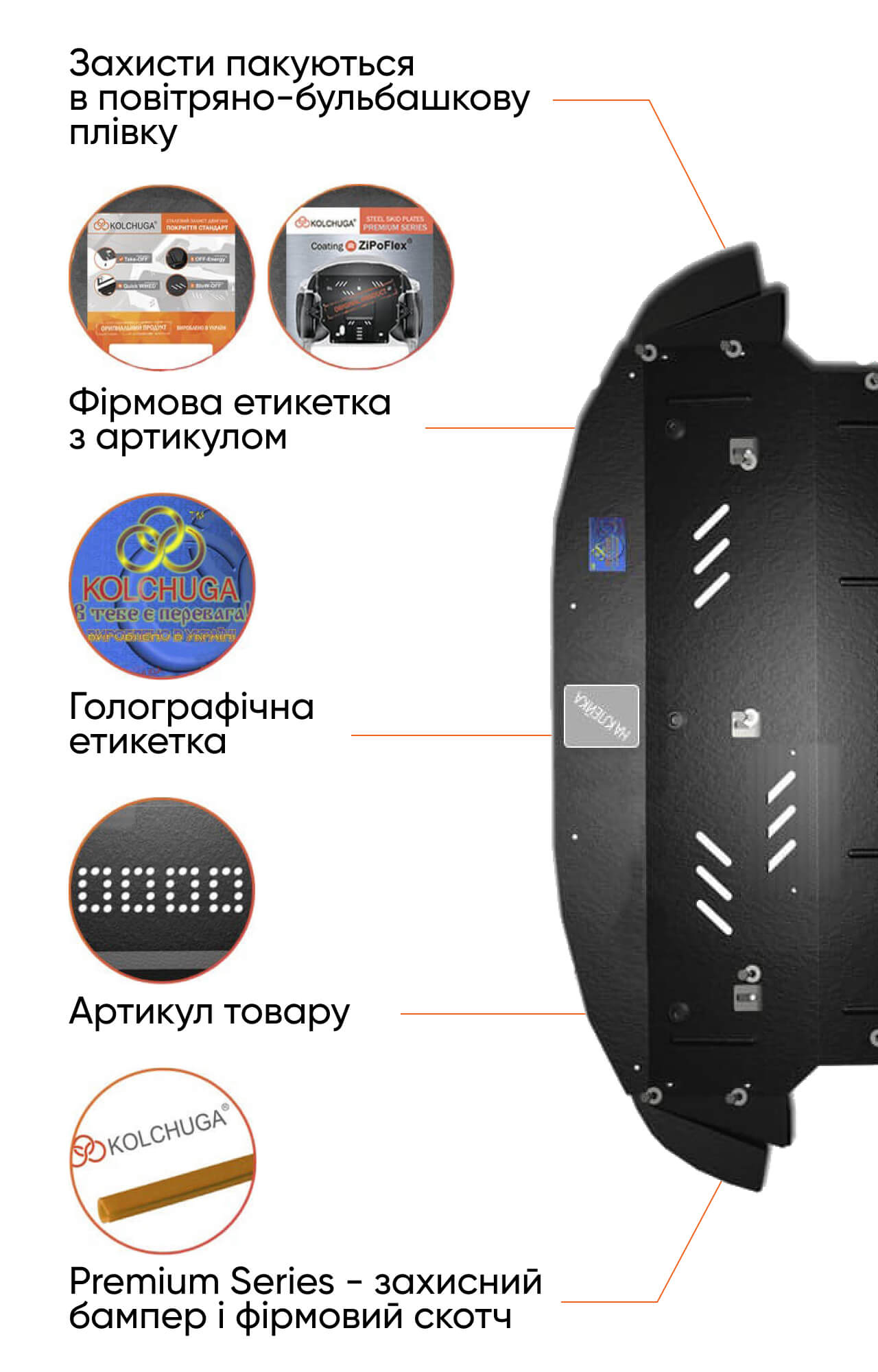 Етикетка, голограма та маркування захисту Kolchuga